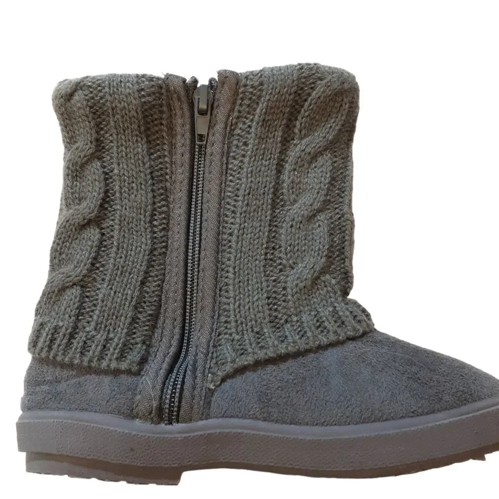 Boots For Little‎ Girls Suede Cable Knit Fabric Rose Sequins Size 10 New